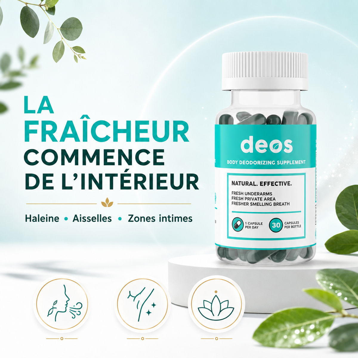 DEOS™ – 30 gélules fraîcheur intérieure pour vous separez de la mauvaise haleine