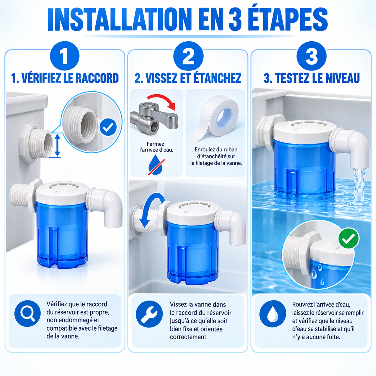 Installation de la vanne automatique en trois étapes
