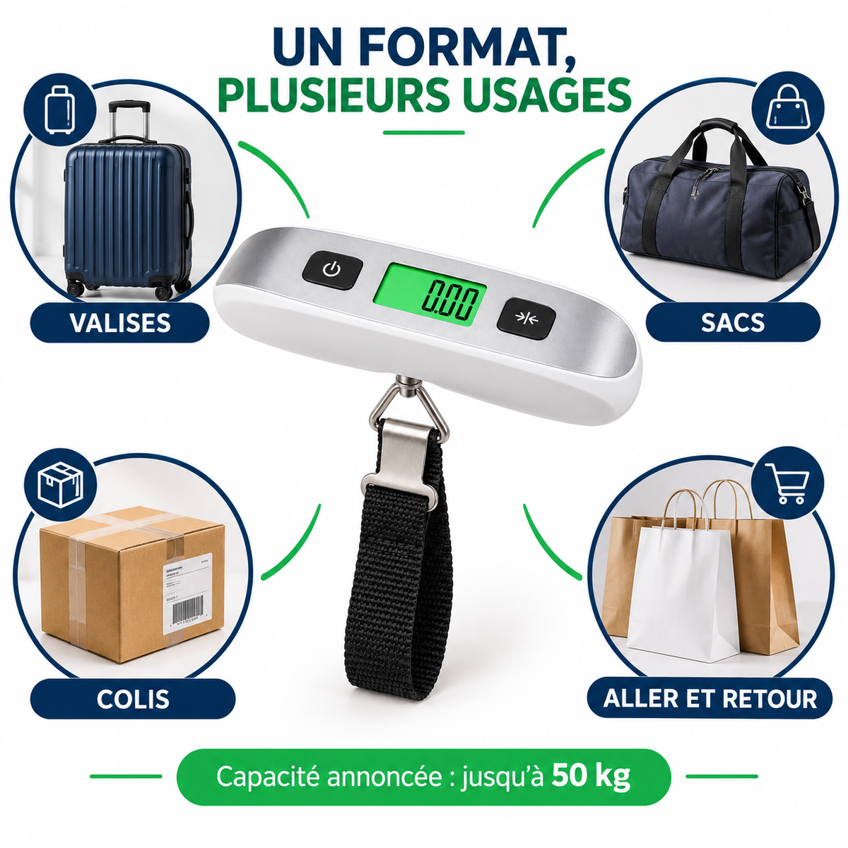 Utiliser le pèse-bagage pour valises sacs et colis