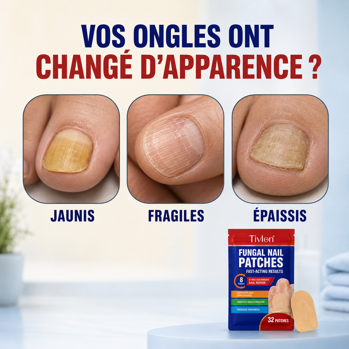 Ongles jaunis fragiles ou épaissis