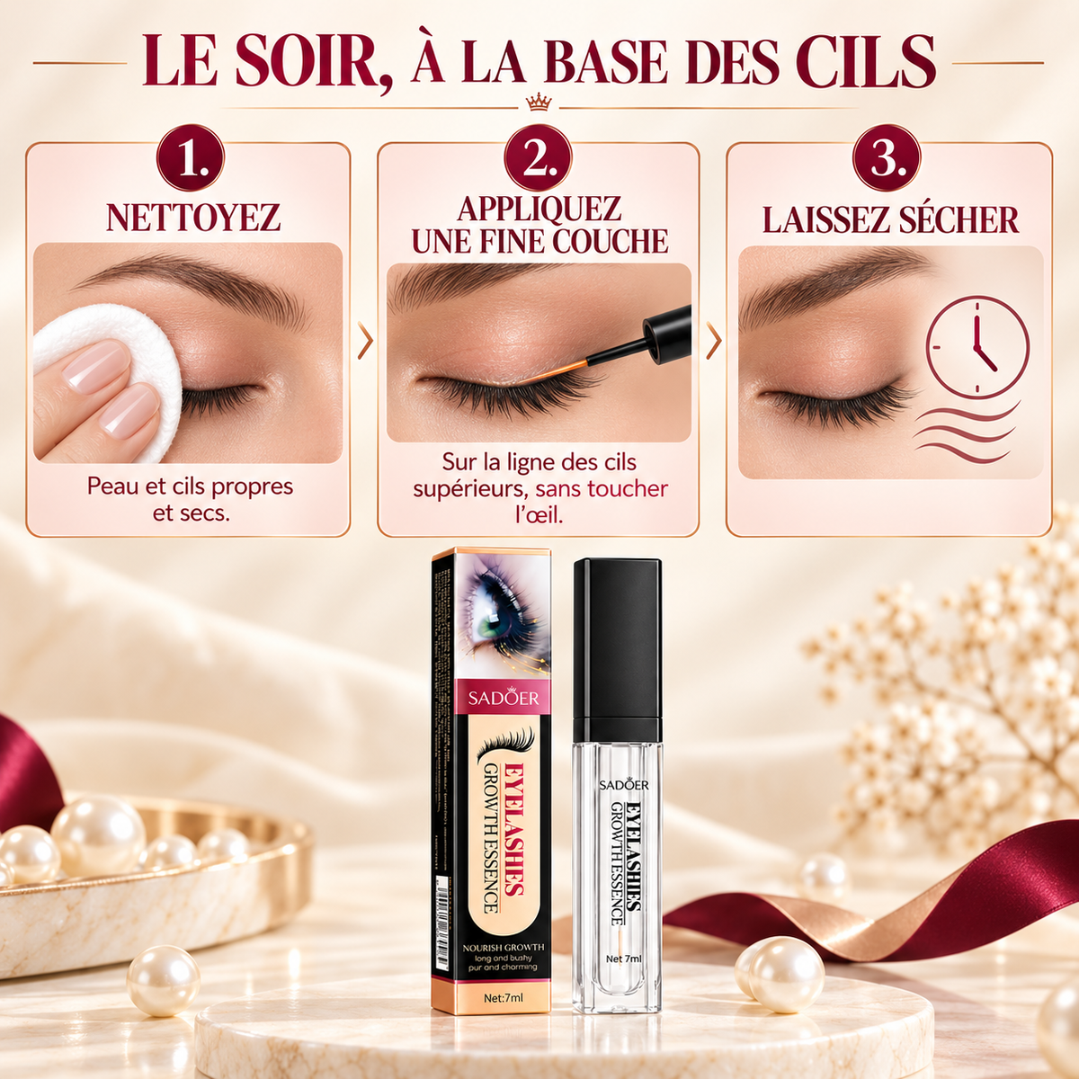 Mode d’emploi du sérum pour cils en trois étapes